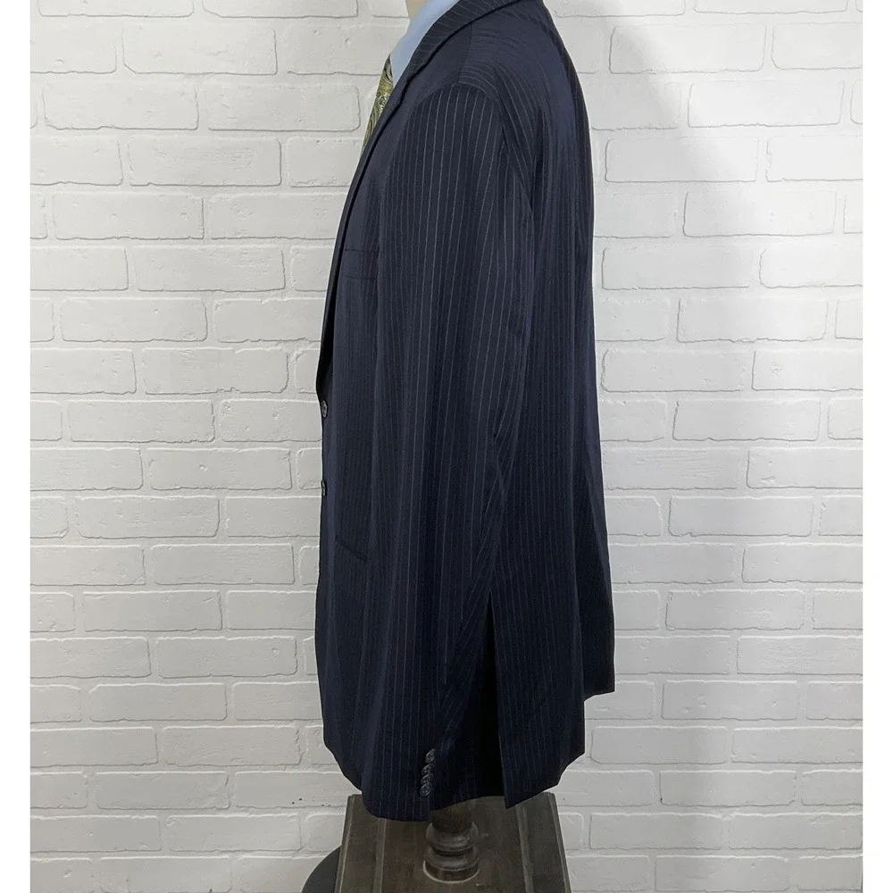 Joseph Abboud Blazer‎ Men 48L Blue Pinstripe Loro Piana Wool Super 120s Jacket